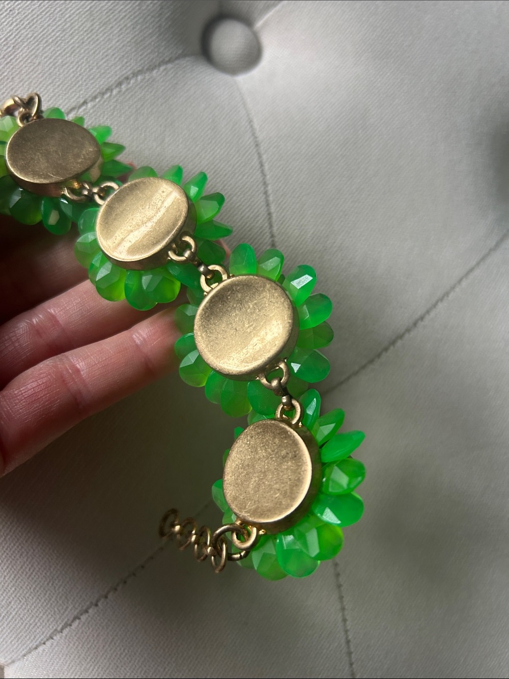 JCrew Green Floral Crystal Statement Bracelet - Picture 6 of 7